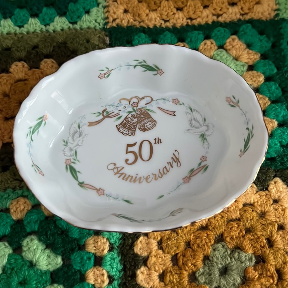 Lefton 50th Anniversary Trinket Dish 1984